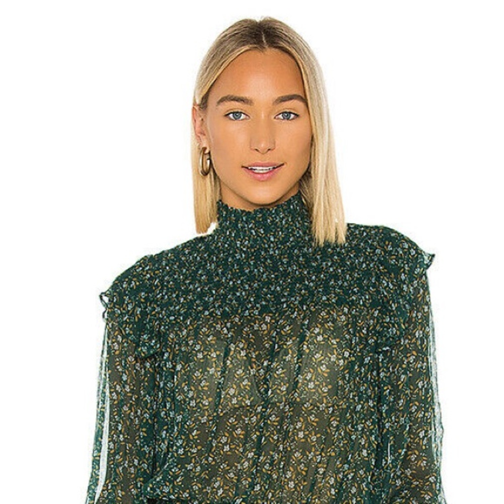 Free People Roma Forest Combo Blouse Large NWOT